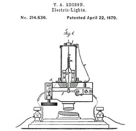 illustration from Thomas Edison's 1879 patent on an electric light