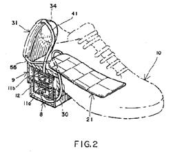 illustration from U.S. patent # 5,375,430, a gravity-powered shoe air-conditioner
